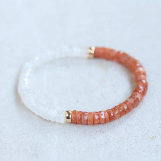 Sunstone Moonstone Heishi Bracelet