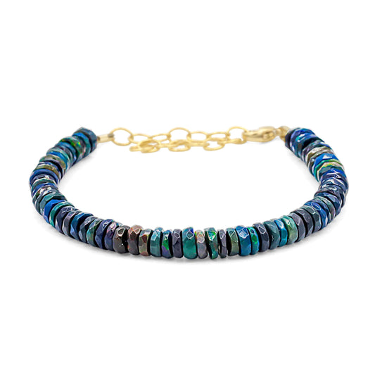 Black Opal Bracelet, Ethiopian black opal bracelet [EBBP4581_GF_C] | AAAA+ Opal black Delicate Stacking Bracelet | women's black opal