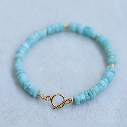 Larimar Carabiner Bracelet with White Topaz