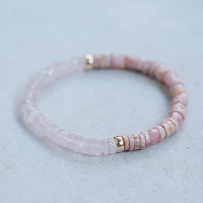 Rhodochrosite Rose Quartz Heishi bracelet