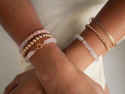 Rhodochrosite Rose Quartz Heishi bracelet