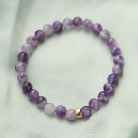 Chevron Amethyst Bracelet 6mm | [EBAM1462] Soothing amethyst | purple gemstone bracelet, amethyst