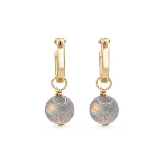 Labradorite Ball Hoops – 14K Gold Filled Earrings