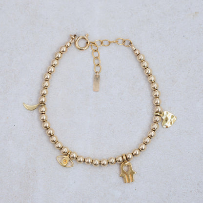 Gold Beaded Ball Bracelet 3mm, Gold filled stacking , [] 14k Yellow Gold Filled Layering Jewelry, Stacking Stretch Bracelets