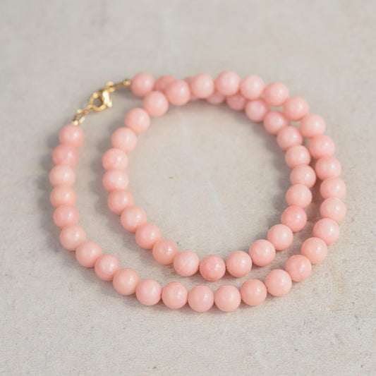 14K GOLD Candy Pink Opal necklace | large pink opal beaded necklace, pink opal, pink opal jewelry, October Birthstone