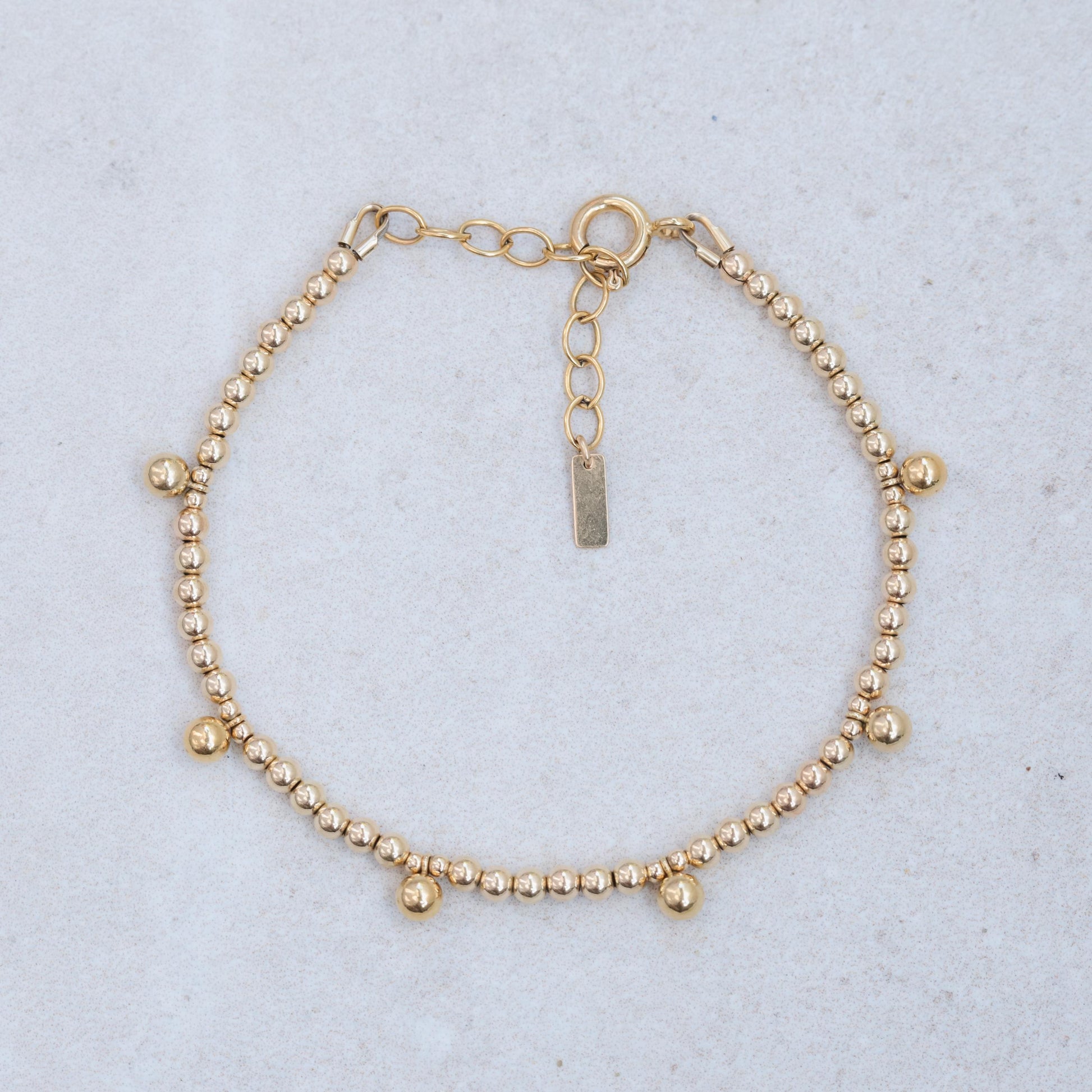 Gold Filled Beaded Ball Bracelet 3mm, Gold filled stacking , [] 14k Yellow Gold Filled Layering Jewelry, Stacking Stretch Bracelets