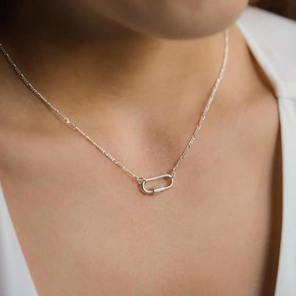 Carabiner Sterling silver, Paperclip Chain Necklace, [ENSP1027] sterling silver carabiner necklace, everyday sterling silver necklace