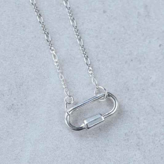 Carabiner Sterling silver, Paperclip Chain Necklace, [ENSP1027] sterling silver carabiner necklace, everyday sterling silver necklace