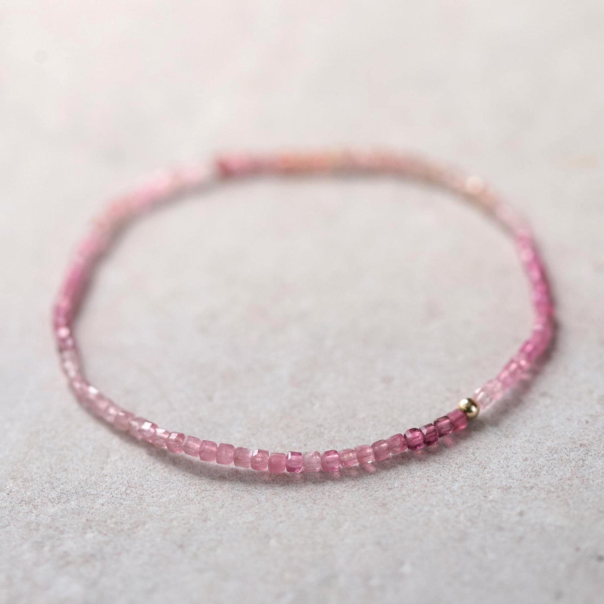 Pink Tourmaline Cube Bracelet - 14K