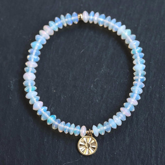 14K GOLD Ethiopian Welo Opal Dainty Bracelet. opal sun bracelet | Gold opal | AAA Quality Opal Delicate Stacking Bracelet