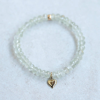 Green Amethyst Heart Bracelet - 14K