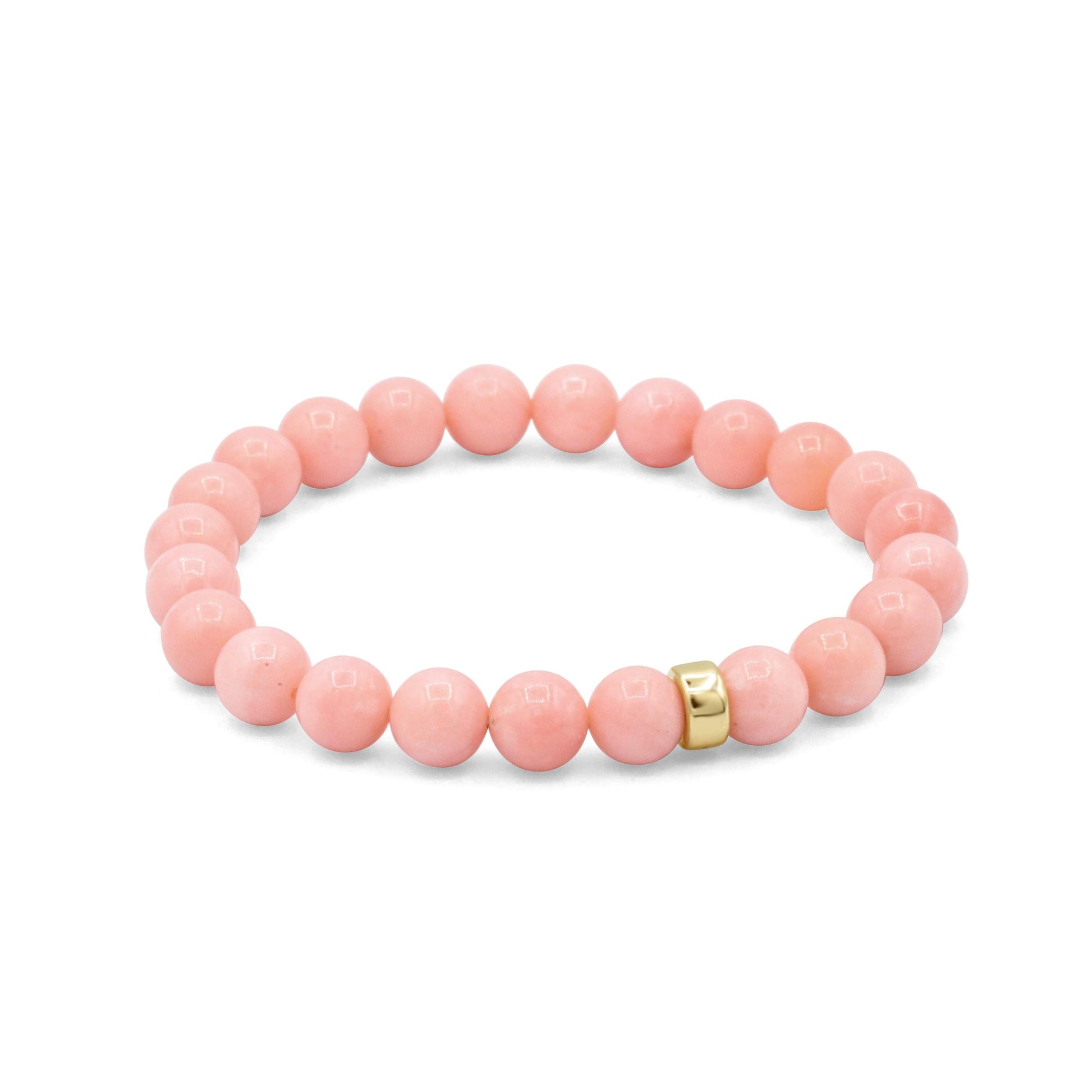 14K GOLD Pink Opal Bracelet Heart Bracelet, Pink Opal Gemstone Healing | Soft Pink Beads, Handmade Gemstone *BS
