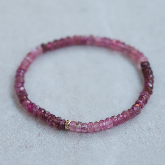 Ombre Pink Tourmaline bracelet - 14K