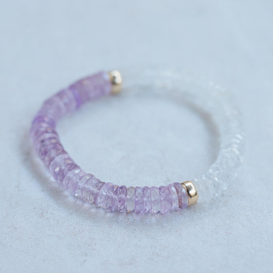 Topaz + Pink Amethyst heishi bracelet | 6mm Amethyst bracelet | Pink amethyst beaded bracelet | amethyst pink beaded bracelet