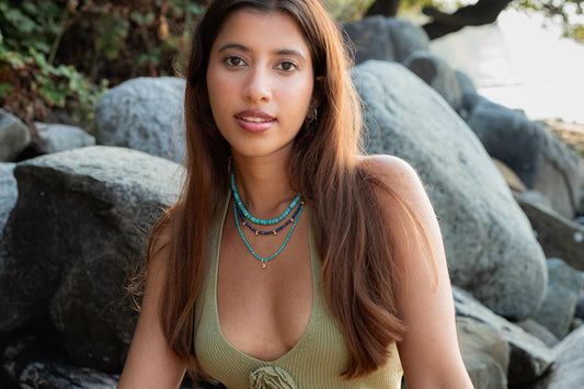 Cube Turquoise Necklace – Solid 14K Gold