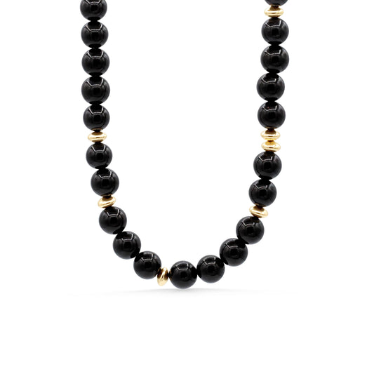 Black Tourmaline Necklace | Beaded Black Tourmaline gemstone necklace | Genuine Black Tourmaline necklace | large Black Tourmaline necklace