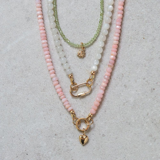 Moonstone Screw Carabiner Necklace - 14K gold filled