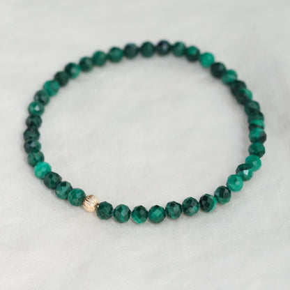 14K GOLD bead Dainty Malachite Bracelet, [EBMP1089] [EBAM1972]Faceted Malachite Bracelet | Malachite 4mm faceted, Malachite stacking