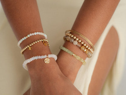 Gold Beaded Ball Bracelet 3mm, Gold filled stacking , [] 14k Yellow Gold Filled Layering Jewelry, Stacking Stretch Bracelets