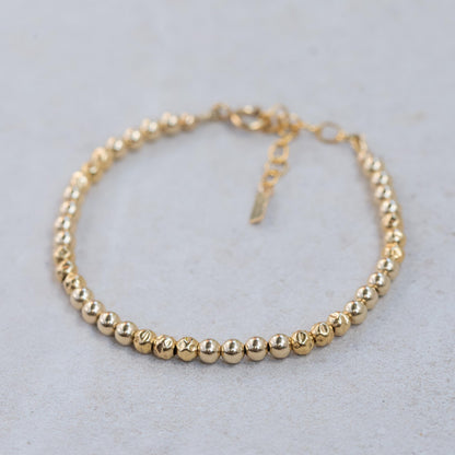Gold Filled Beaded Ball Bracelet 4mm, Gold filled stacking , [] 14k Yellow Gold Filled Layering Jewelry, Stacking Stretch Bracelets