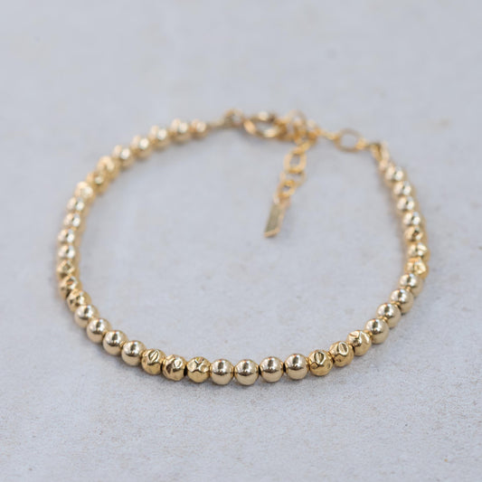 Gold Filled Beaded Ball Bracelet 4mm, Gold filled stacking , [] 14k Yellow Gold Filled Layering Jewelry, Stacking Stretch Bracelets