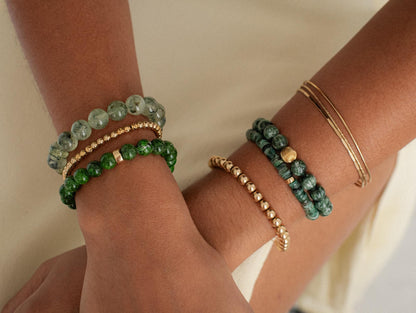 14K GOLD Prehnite beaded bracelet | Green prehnite jewelry | Beaded prehnite bracelet [EBPM1613] | Prehnite Crystal Gemstone | green