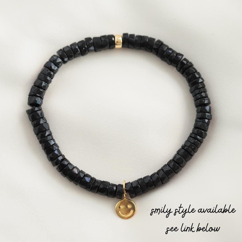 Black Tourmaline Bracelet, FACETED black tourmaline bracelet, [EBTM1578] Genuine Black Tourmaline, Energy Bracelet *BS *W