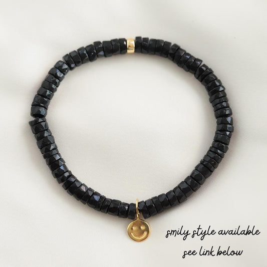 Black Tourmaline Bracelet, FACETED black tourmaline bracelet, [EBTM1578] Genuine Black Tourmaline, Energy Bracelet *BS *W