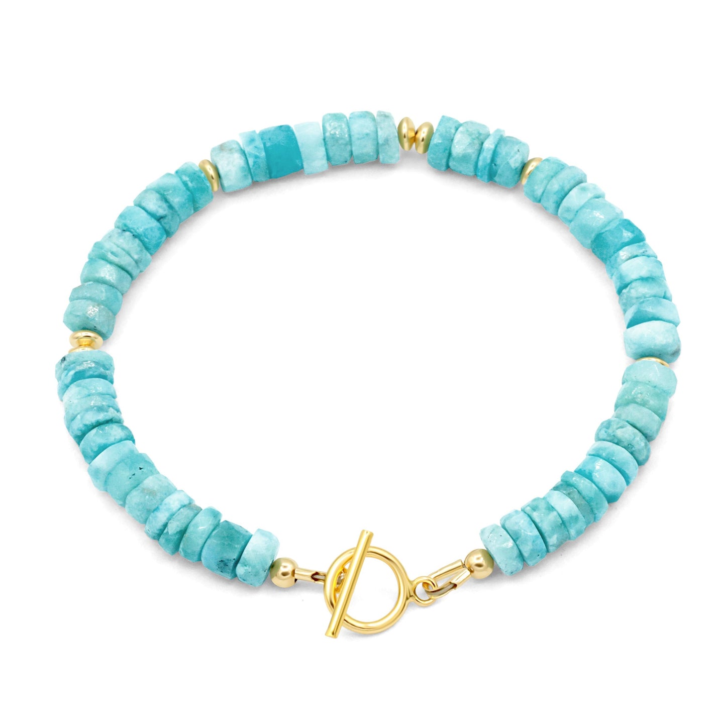 Larimar Carabiner Bracelet with White Topaz