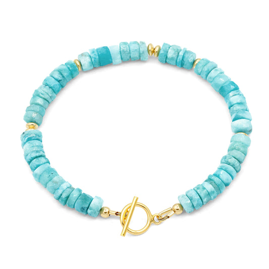 Larimar Carabiner Bracelet with White Topaz