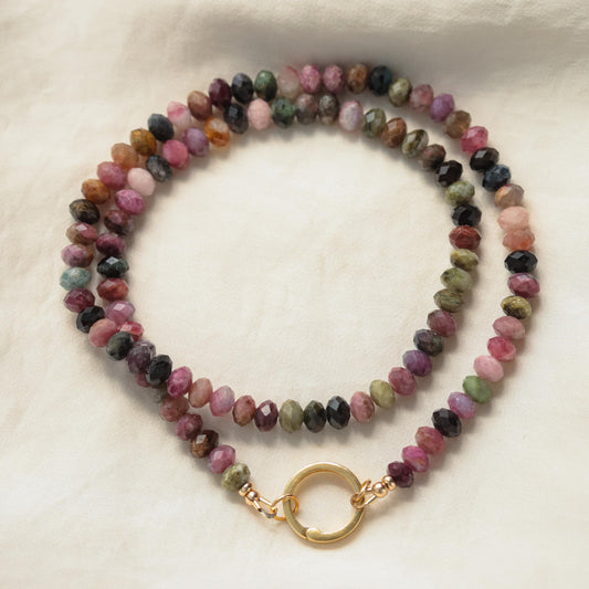 Mixed Tourmaline Carabiner Necklace