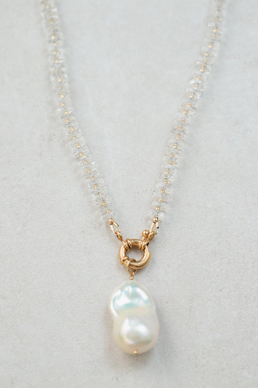 Baroque pearl + quartz necklace | clear quartz Necklace, clear quartz necklace, clear quartz necklace quartz necklace | clear quartz