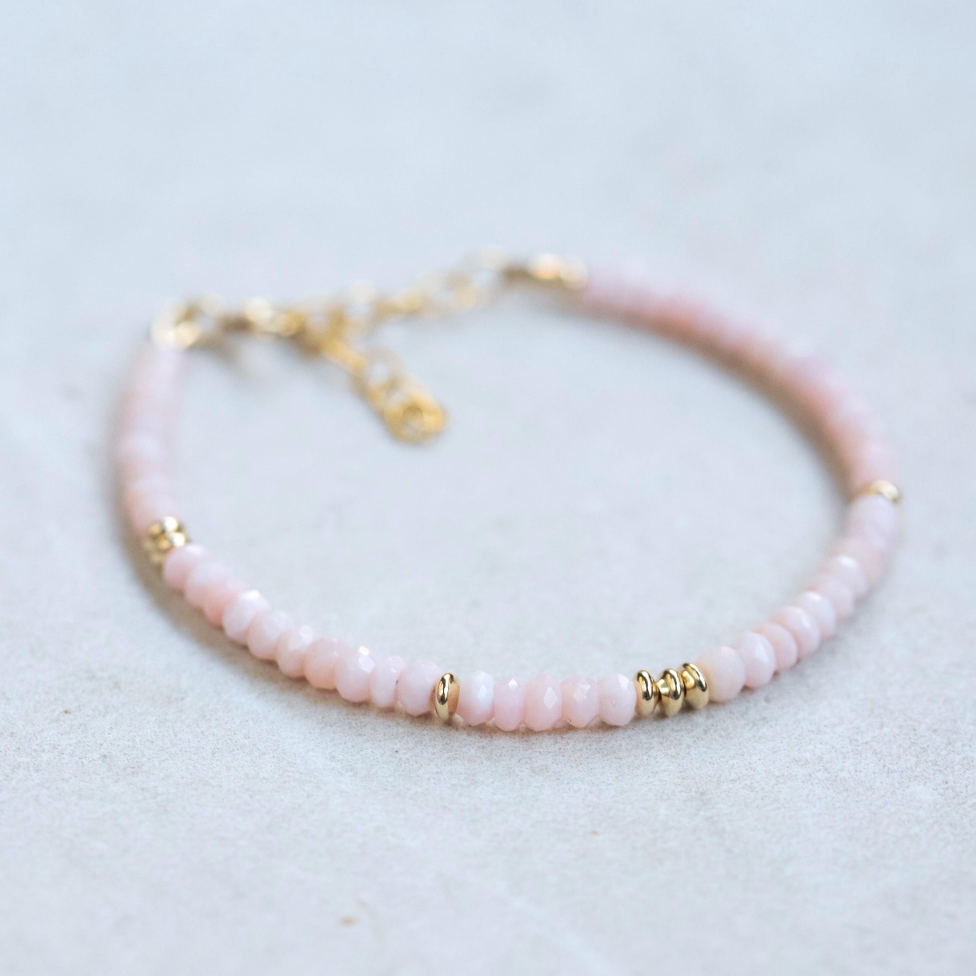 Pink Opal Bracelet | dainty tiny Pink Opal beaded bracelet | Pink Opal gold bracelet | genuine Pink Opal | Pink Opal 3mm