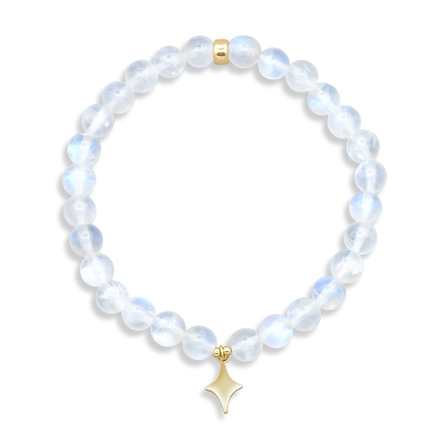 14K GOLD Rainbow Moonstone bracelet 6mm | [EBMM1020] Genuine Natural Moonstone, translucent Moonstone | Top quality rainbow moonstone 6mm