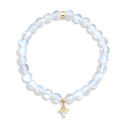 14K GOLD Rainbow Moonstone bracelet 6mm | [EBMM1020] Genuine Natural Moonstone, translucent Moonstone | Top quality rainbow moonstone 6mm
