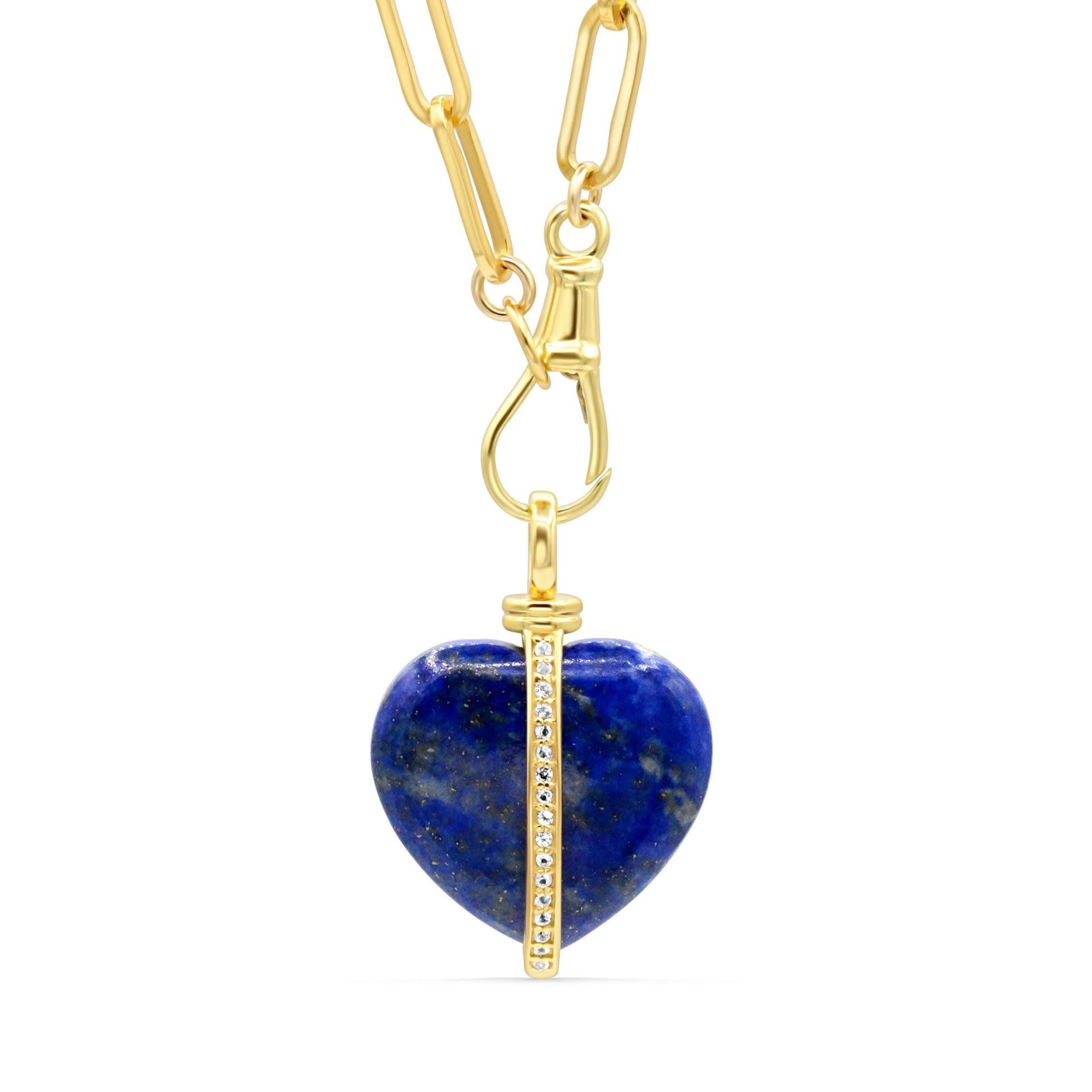 Lapis Necklace with White Topaz Heart | Genuine Lapis Lazuli Pendant | Dainty Blue Gemstone Necklace | Gift for Her