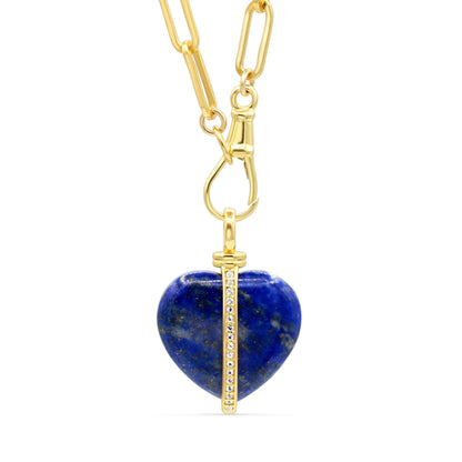 Lapis Necklace with White Topaz Heart | Genuine Lapis Lazuli Pendant | Dainty Blue Gemstone Necklace | Gift for Her