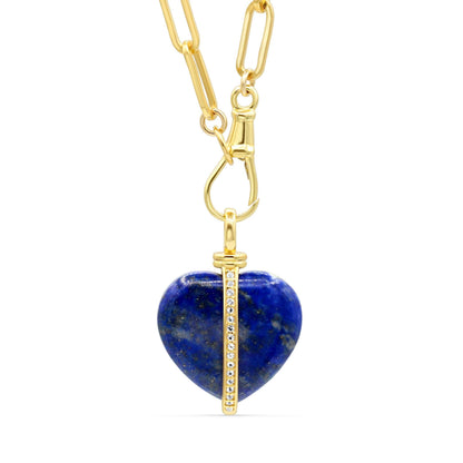 Lapis Necklace with White Topaz Heart