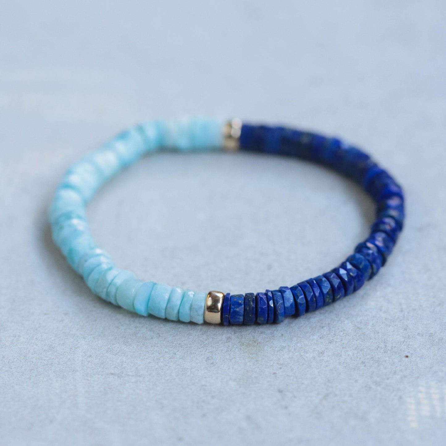 Lapis + Larimar heishi bracelet | [] Larimar Bracelet | 100% Authentic Larimar bracelet | Lapis faceted bracelet
