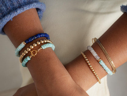 Larimar Carabiner Bracelet with White Topaz