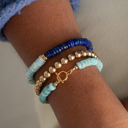 Larimar Carabiner Bracelet with White Topaz