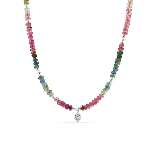 Mixed Tourmaline Beaded Necklace | Watermelon tourmaline necklace [ENTP1507] | Multi color tourmaline | AAA Tourmaline necklace