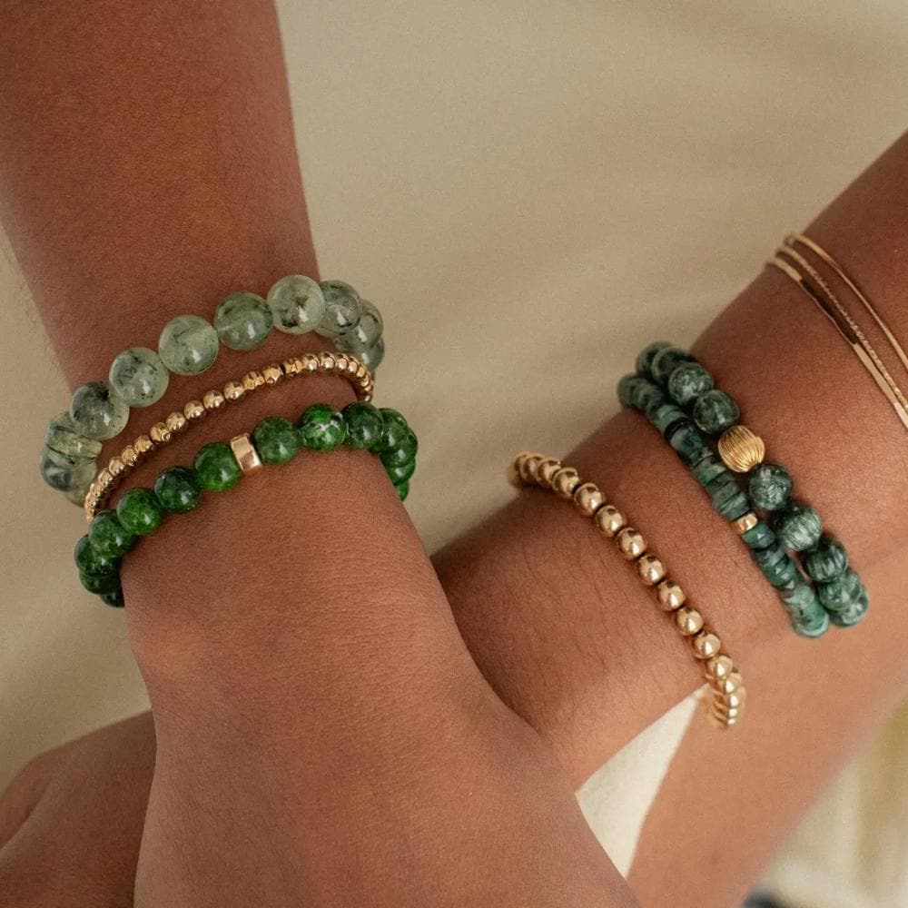 14K GOLD Chrome dioptase 6mm or 8mm, Chrome dioptase Stretch Bracelet [EBCM1914], Chrome dioptase bracelet, Chrome dioptase Beads, Chrome