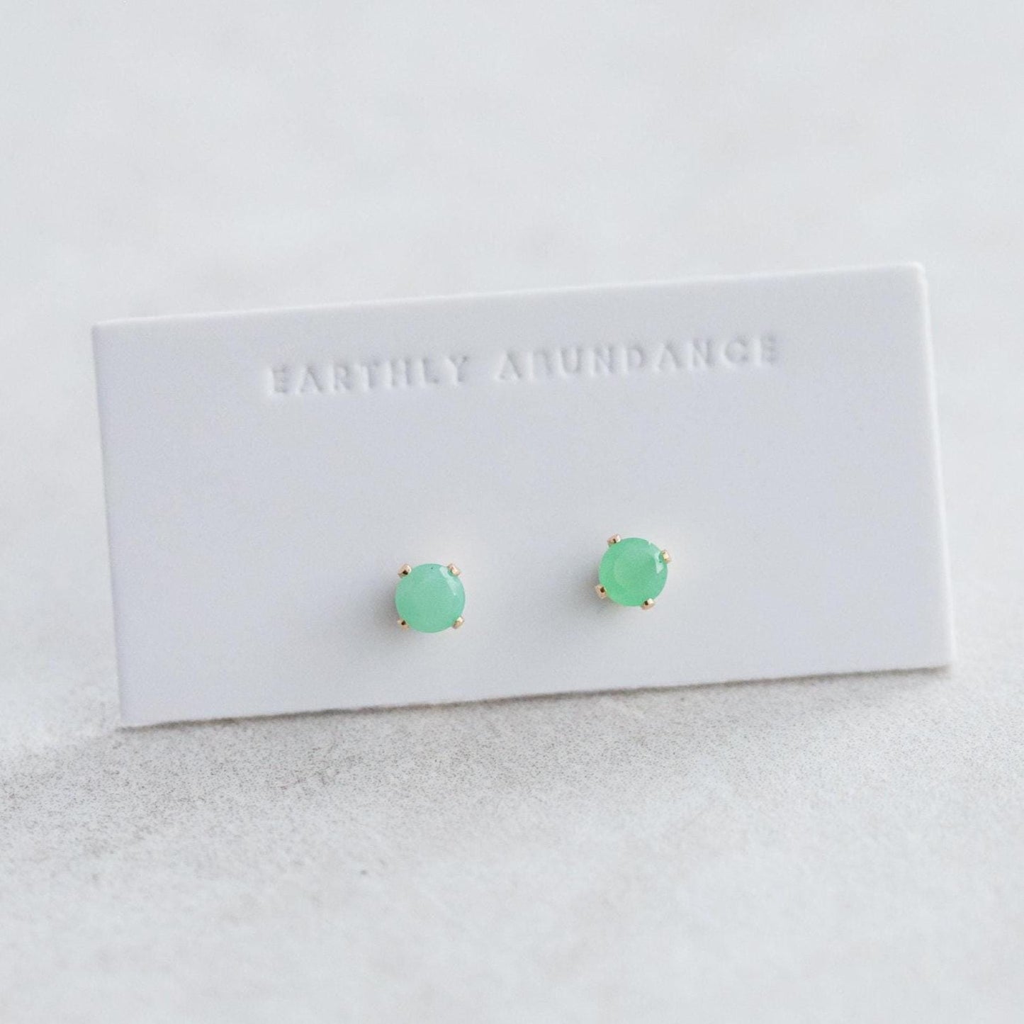 14K GOLD chrysoprase earring, gemstone stud chrysoprase earrings [EECP1244], gold gemstone studs, chrysoprase earrings