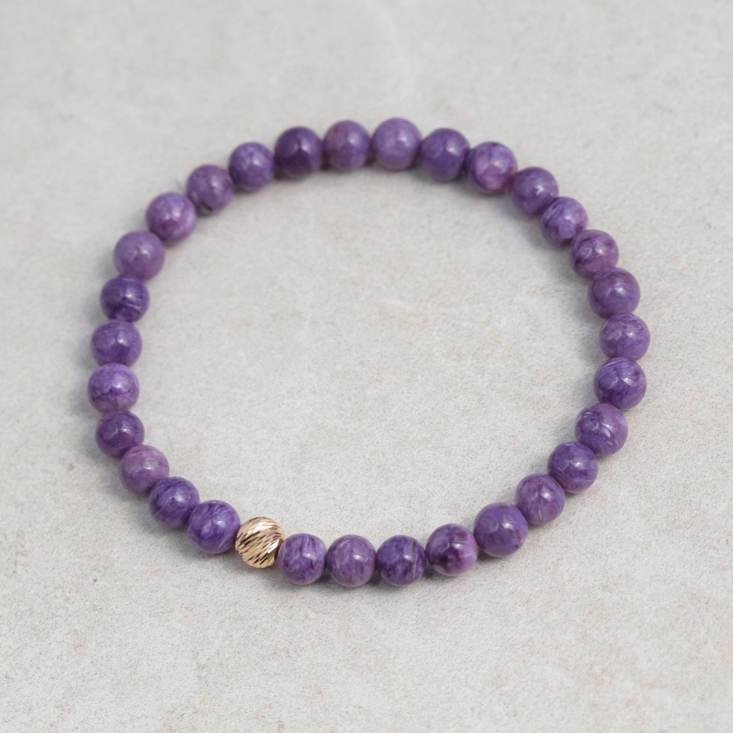 Charoite Bracelet 6mm - 14K