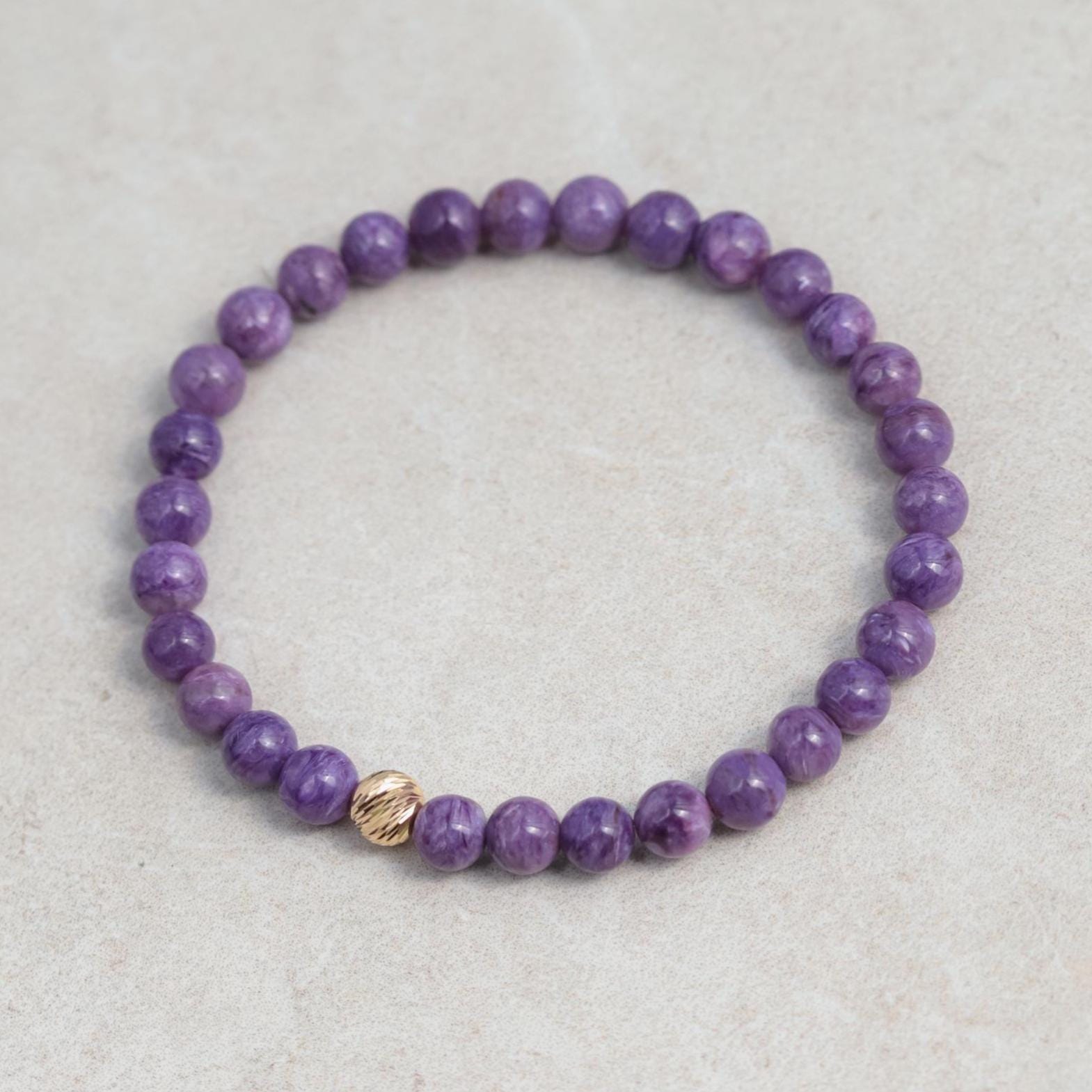 Charoite Bracelet 6mm - 14K