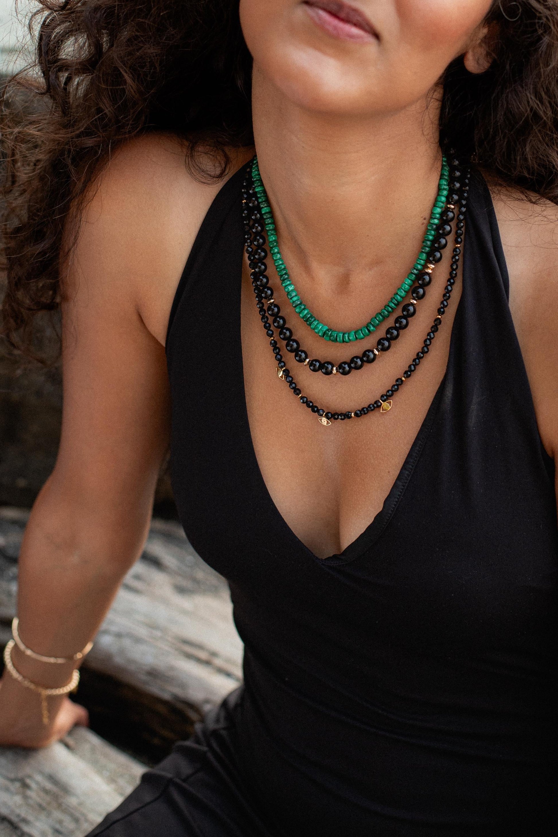 Black Tourmaline Necklace | Beaded Black Tourmaline gemstone necklace | Genuine Black Tourmaline necklace | large Black Tourmaline necklace