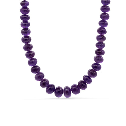 Amethyst Beaded Necklace, Oval Amethyst | African Amethyst Necklace | Amethyst Necklace | February birthstone |