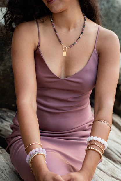 Vibrant Heart Mixed Tourmaline Necklace by Earthly Abundance featuring colorful gemstone beads and a heart-shaped pendant.