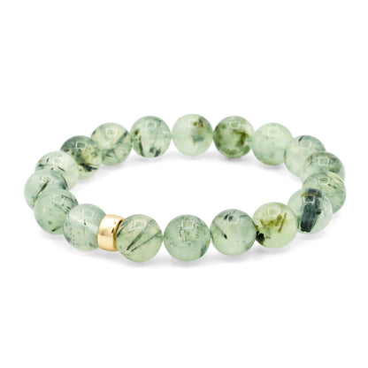 14K GOLD Prehnite beaded bracelet | Green prehnite jewelry | Beaded prehnite bracelet [EBPM1613] | Prehnite Crystal Gemstone | green